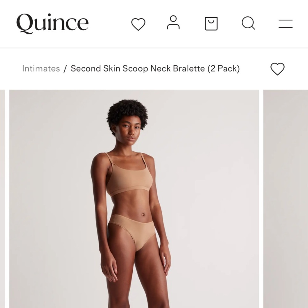 NWOT Quince Second Skin Tan Bralette Set, 2